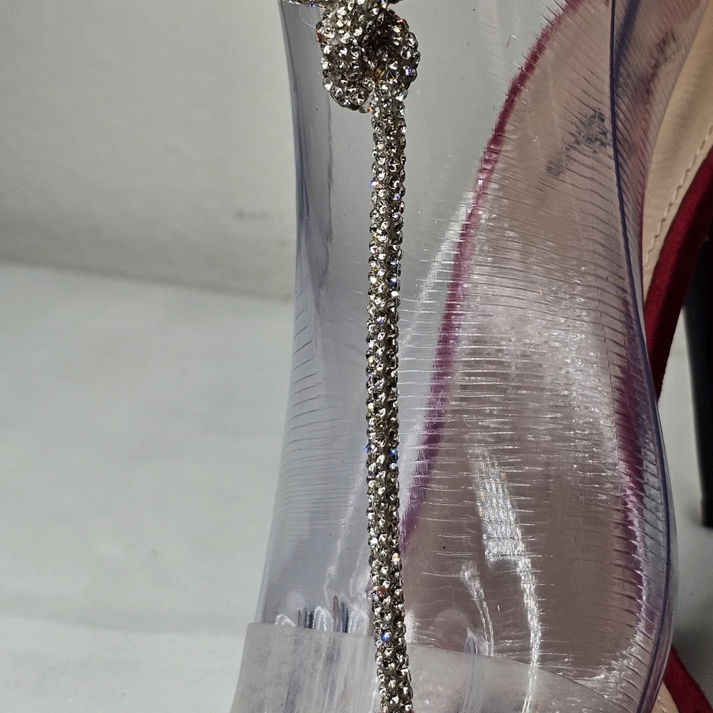 Qupid Red Heels With Rhinestone Ankle Rope, Women's Size 7 - Picture 3 of 10